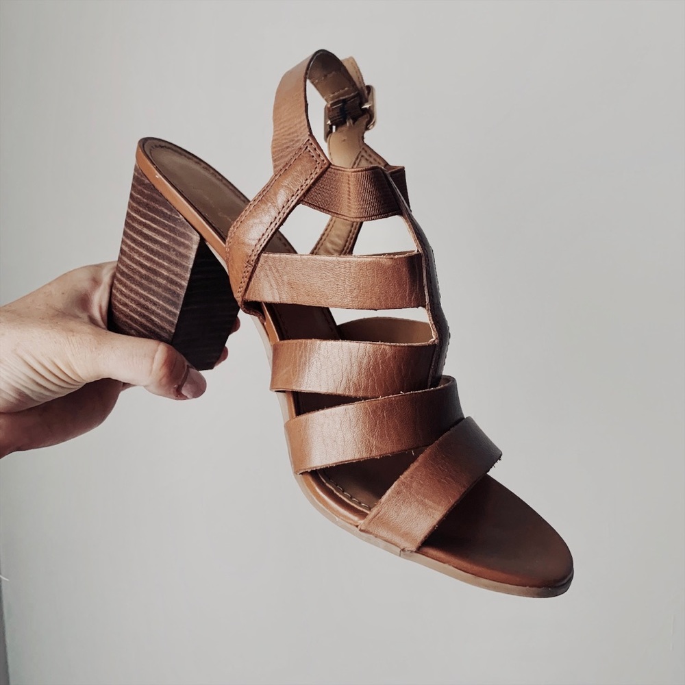 Franco Sarto Maisy Brown Leather Wedges Block Heel